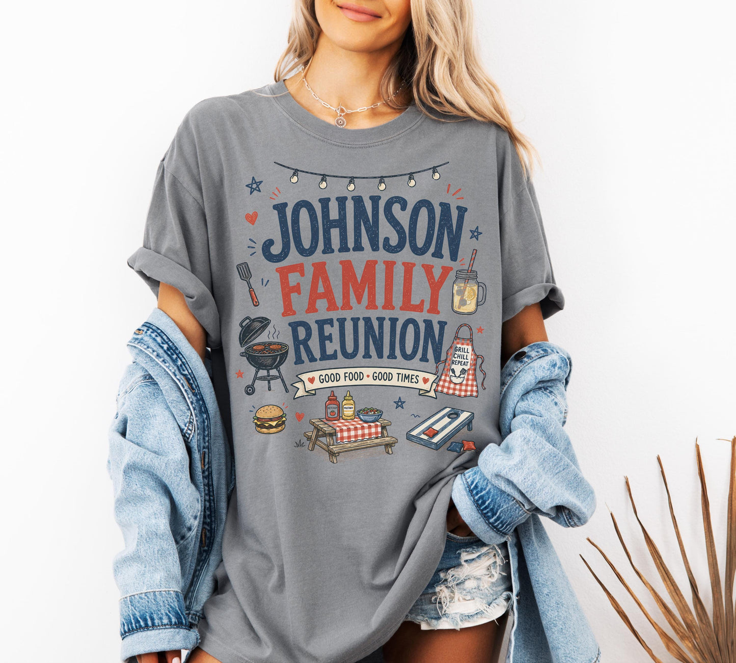 Personalized Last Name Family Reunion Shirts, Matching BBQ Tee, Custom Family Name Shirt, Cookout Group Shirts, Reunion Gift Tee