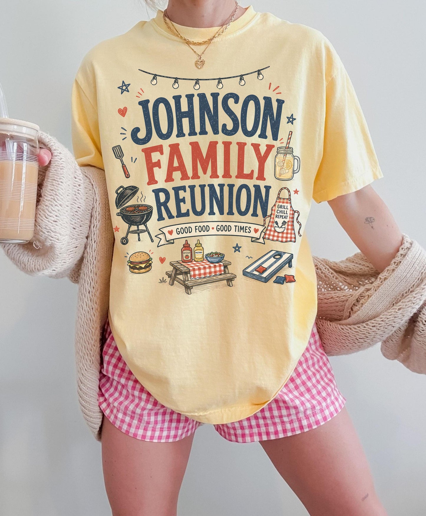 Personalized Last Name Family Reunion Shirts, Matching BBQ Tee, Custom Family Name Shirt, Cookout Group Shirts, Reunion Gift Tee