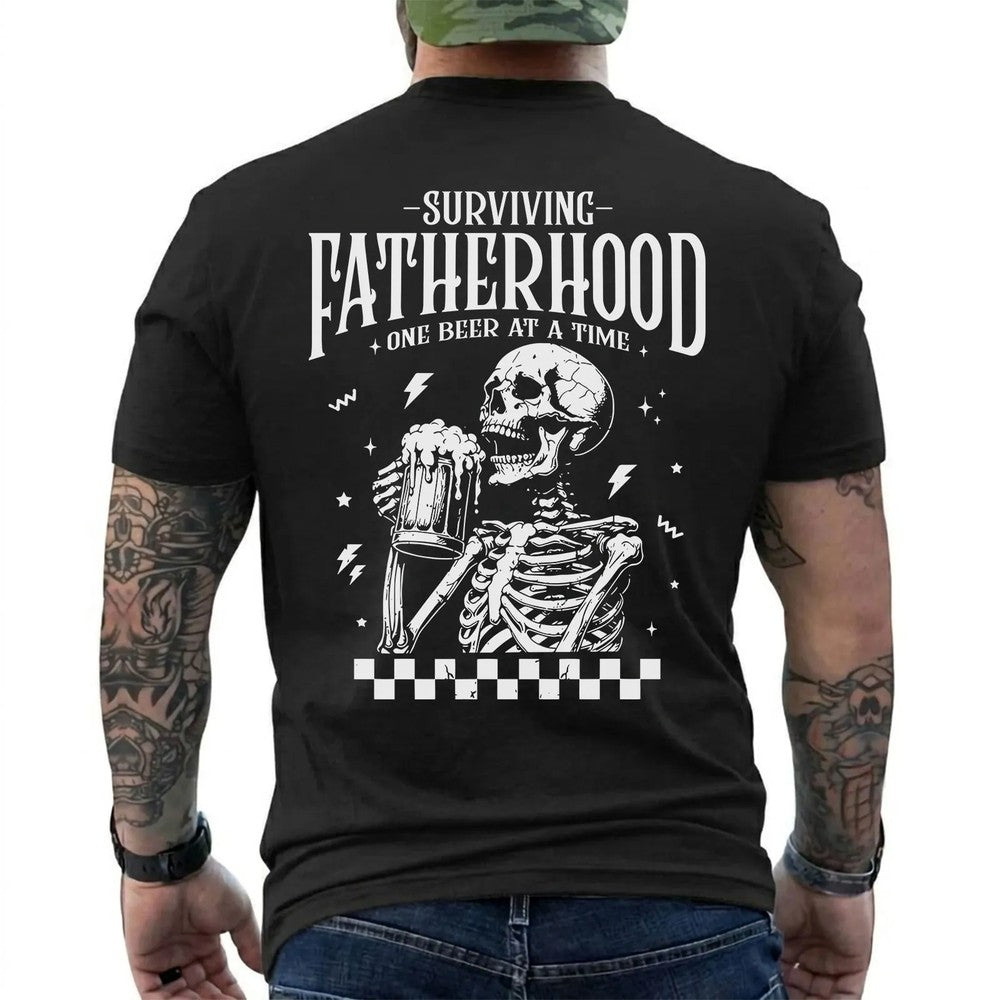 Surviving Fatherhood One Beer at a Time Shirt in Black