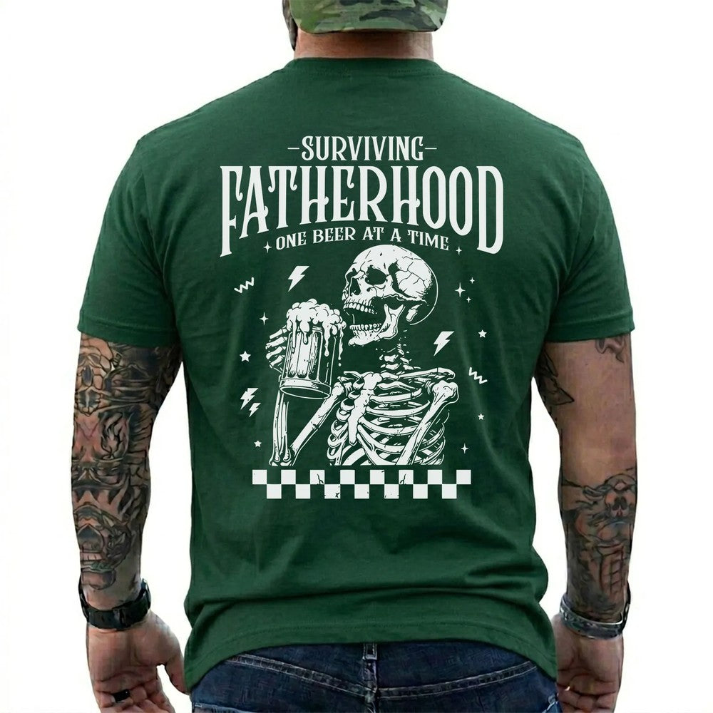 Surviving Fatherhood One Beer at a Time Shirt in Forest Green