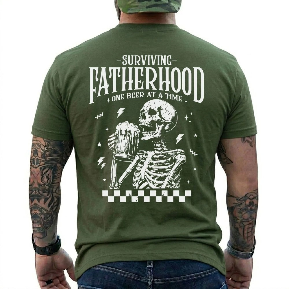 Surviving Fatherhood One Beer at a Time Shirt in Military Green